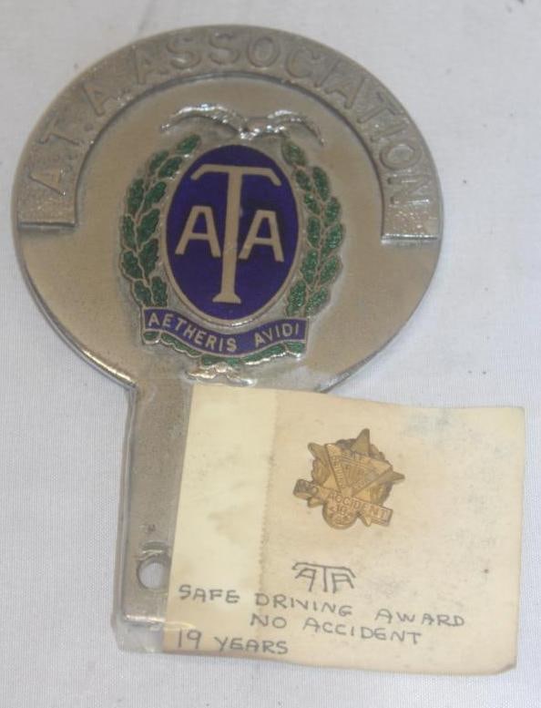 Air Transport Auxiliary License Plate Topper w/ 19 Year Award: cloisonne, 5" x 3"