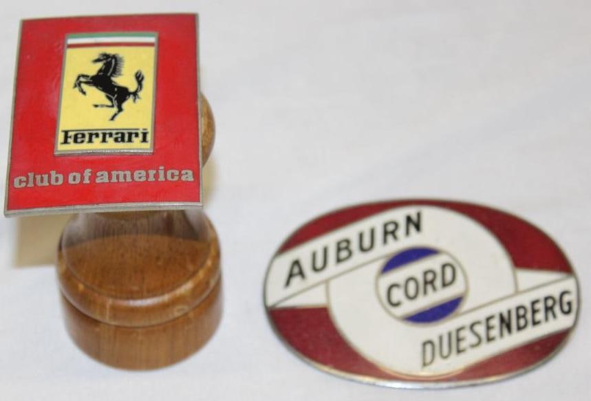 Group of 2 ACD Auburn Cord Duesenberg Ferrari Club Emblem Badges (1 of 2)