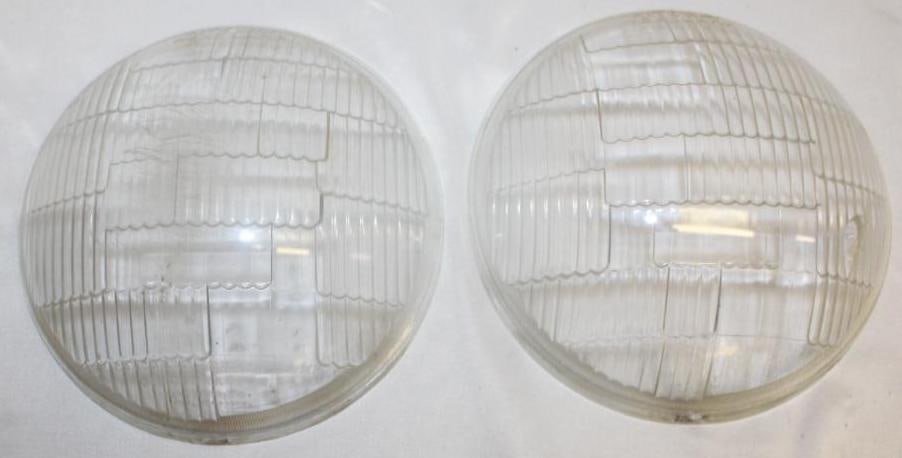 Pair of 1930's-1940's Glass Headlight Lenses Riteway Corcoran-Brown: 7.75" Diameter