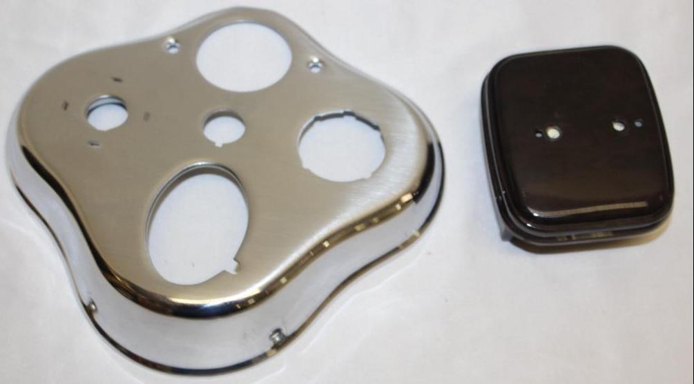 Group of 2 Ford Interior Accessories: 1940 Ashtray and Model A Instrument Bezel; 8" x 7.25" x 1.75"