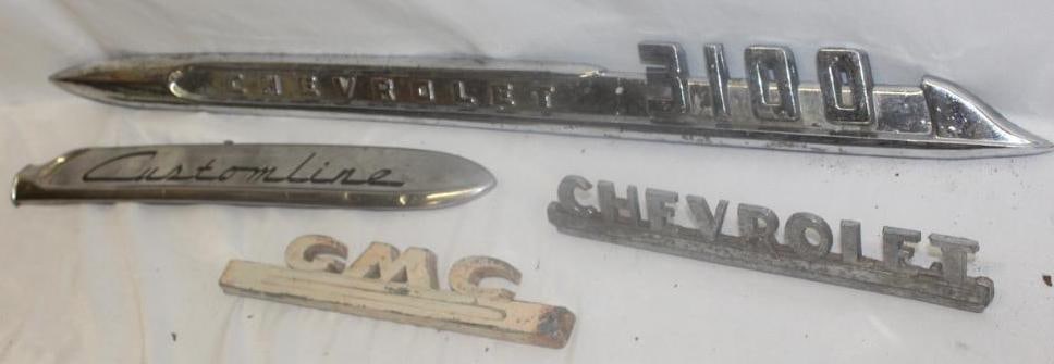 Group of 3 General Motors Chevrolet Customline Emblem Badges (1 of 5)