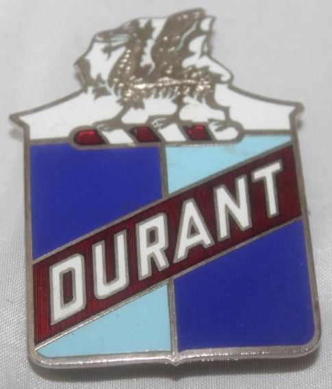 1922-1926 Durant Motor Car Co Radiator Emblem Badge: cloisonne, 2.5" x 2"