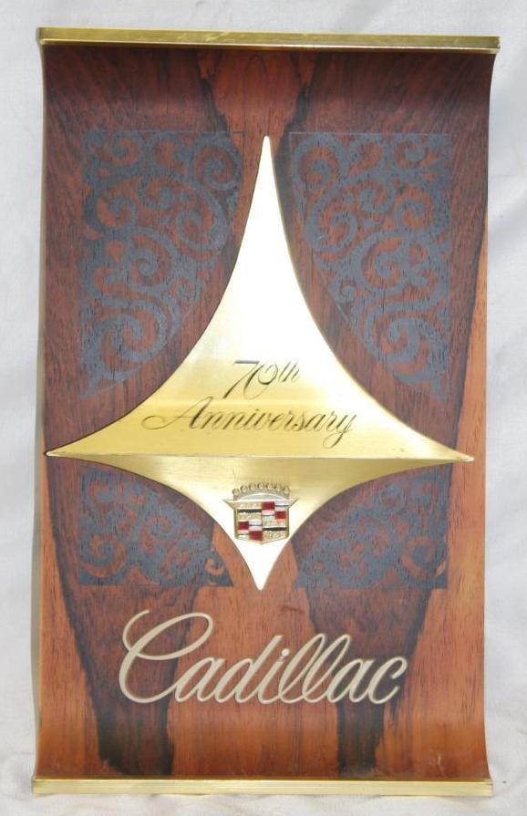 Cadillac 70th Anniversary Advertising Display Sign: 10" x 2" x 16.5"