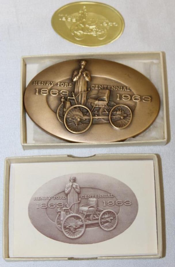 Henry Ford Centennial Bronze Paperweight 1863-1963: 3.5" x 2.5"
