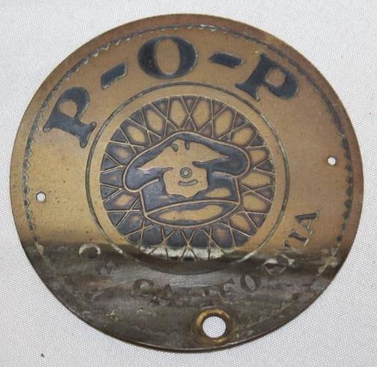 P-O-P of California Auto Radiator Emblem Badge: 3" Diameter