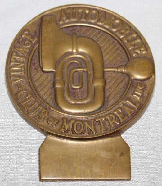 Vintage Automobile Club of Montreal License Plate Topper Badge: 3.5" x 4.25"