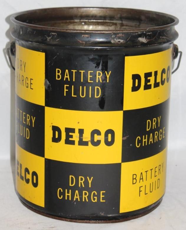General Motors Delco Battery Fluid 5 Gallon Oil Can (1 of 4)