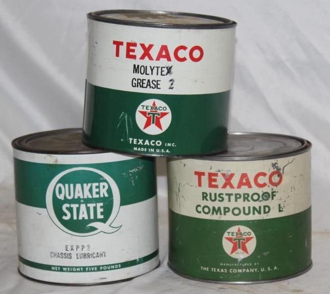 Group of 3 Texaco and Quaker State 5lb Grease Cans (1 of 2)