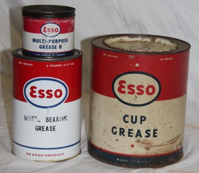 Group of 3 Esso Grease Cans (1 of 2)