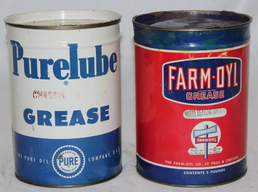 Group of Two 5 Lb Grease Cans Pure and Farm-Oyl (1 of 2)