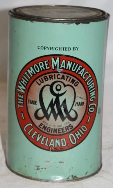Whitmore Mfg. Advertising Grease Can: 8.5" x 5.5"