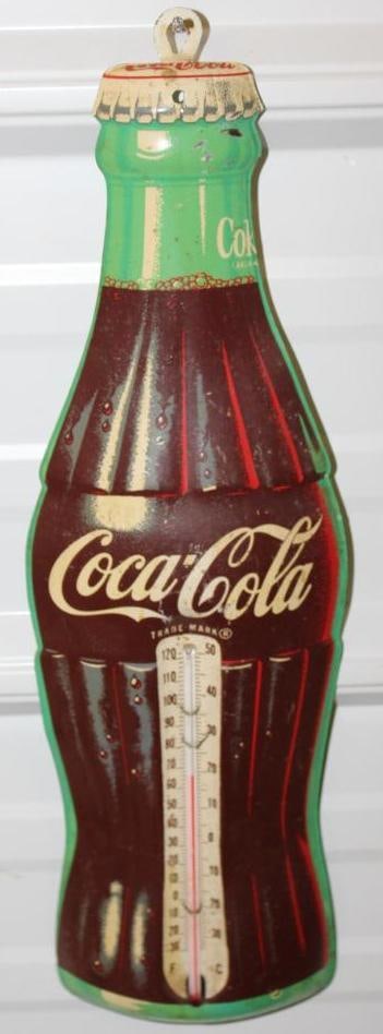Embossed Coca Cola Bottle Metal Advertising Thermometer Donasco (1 of 5)