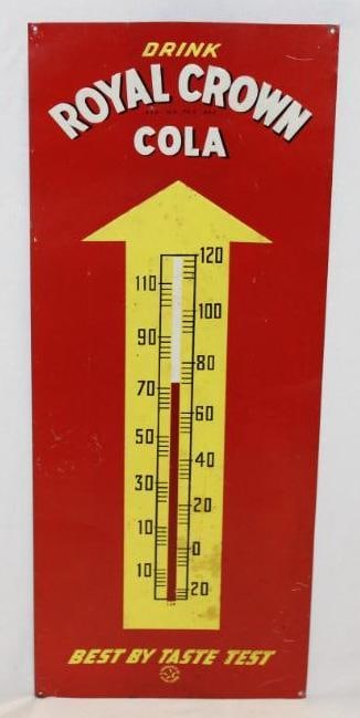 Drink Royal Crown RC Cola Advertising Thermometer Embossed Tin Sign (1 of 5)