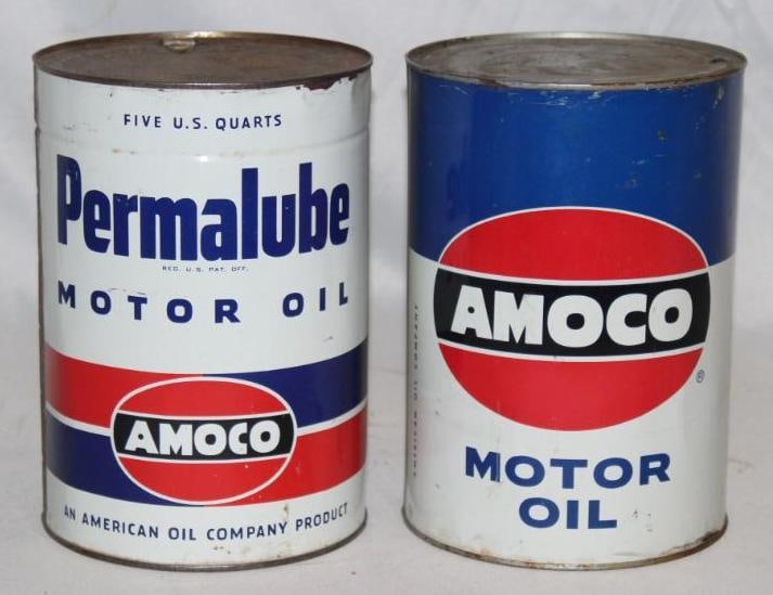 Group of 2 Amoco Permalube 5 Qt Motor Oil Cans (1 of 2)