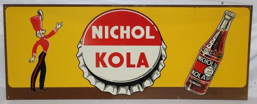 Nichol Kola Soda Advertising Sign: 29.5" x 11.75". It is in good condition with light wear and minor fading.