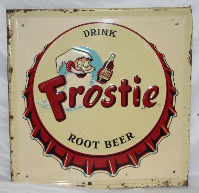 Frostie Root Beer Embossed Soda Advertising Sign (1 of 4)