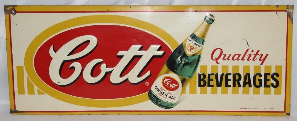 Cott Ginger Ale Embossed Soda Advertising Sign (1 of 5)