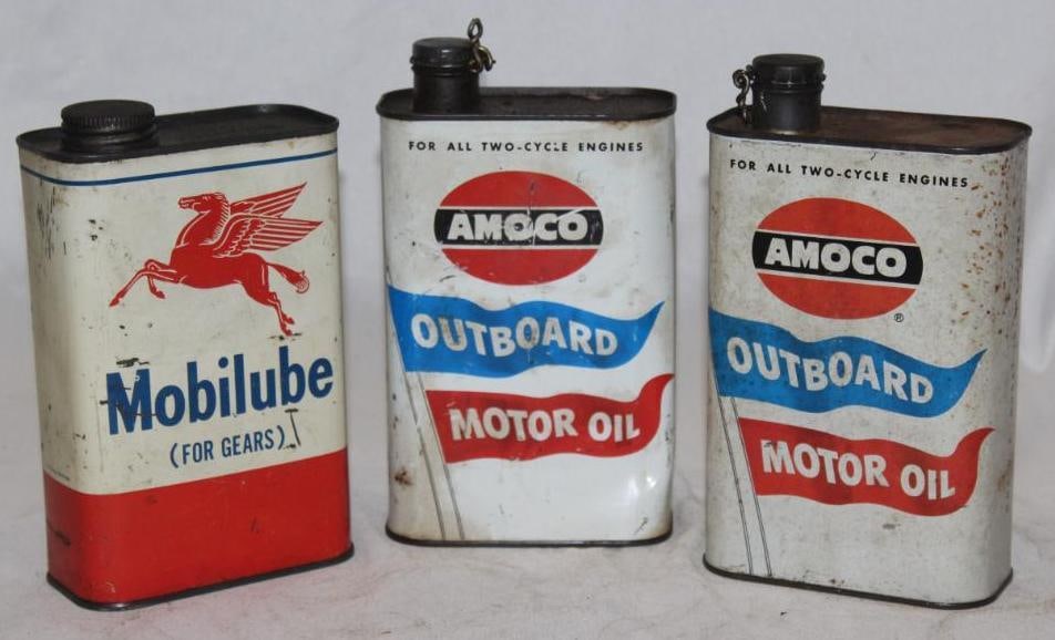 Group of 3 Amoco and Mobil 1 Quart Oil Cans (1 of 2)