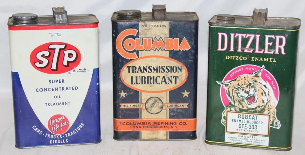 Group of 3 STP Columbia and Ditzler 1 Gallon Oil Cans (1 of 4)