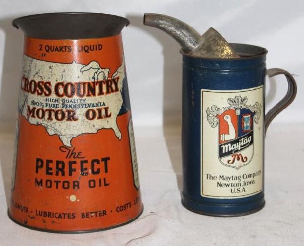 Group of 2 Maytag and Cross Country Oil Pour Cans (1 of 3)