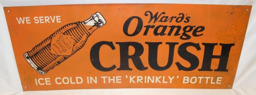 Wards Orange Crush Soda "We Serve Krinkly Bottle" Sign - Reproduction (1 of 4)