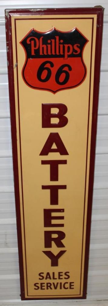 Phillips 66 Battery Service Vertical Embossed Sign (1 of 9)