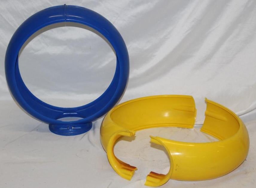 Group of 2 Capco Globe Bodies; Yellow and Blue: They are for 13.5" lenses.