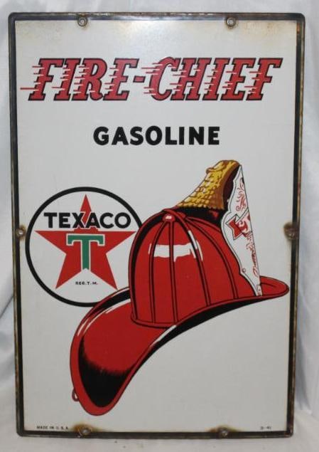 Texaco Fire Chief Porcelain Gas Pump Plate Sign (1 of 5)