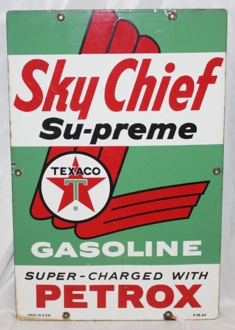 Texaco Sky Chief Supreme Petrox Porcelain Gas Pump Plate Sign (1 of 5)