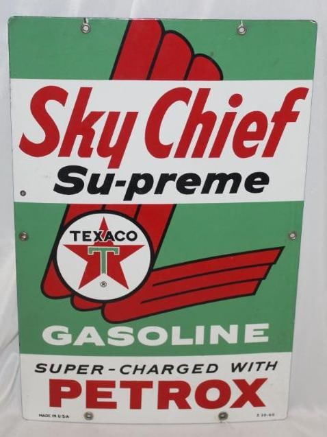 Texaco Sky Chief Supreme Petrox Porcelain Gas Pump Plate Sign (1 of 5)