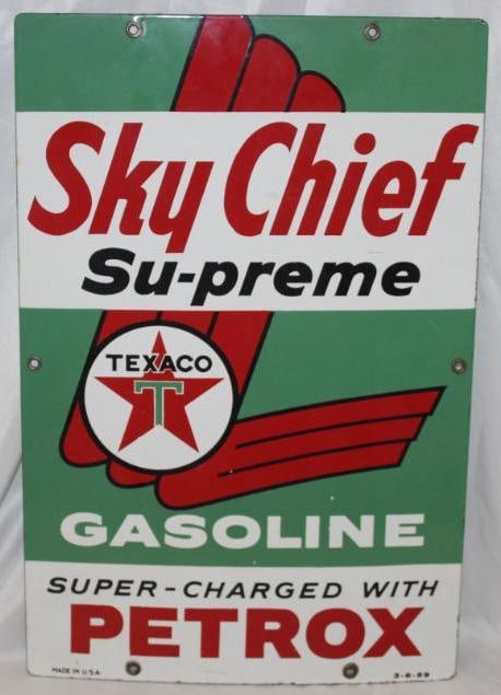 Texaco Sky Chief Supreme Petrox Porcelain Gas Pump Plate Sign (1 of 5)