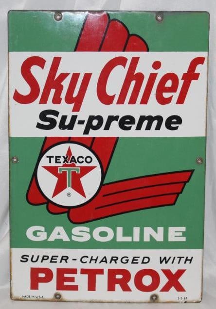 Texaco Sky Chief Supreme Petrox Porcelain Gas Pump Plate Sign (1 of 5)