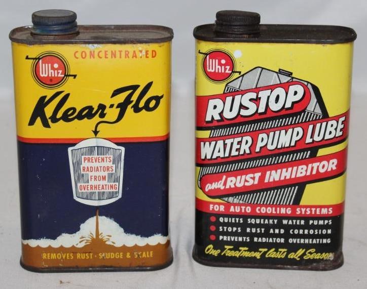 Group of 2 Graphic Whiz Klear-flo and Rustop Cans: each 1 pint