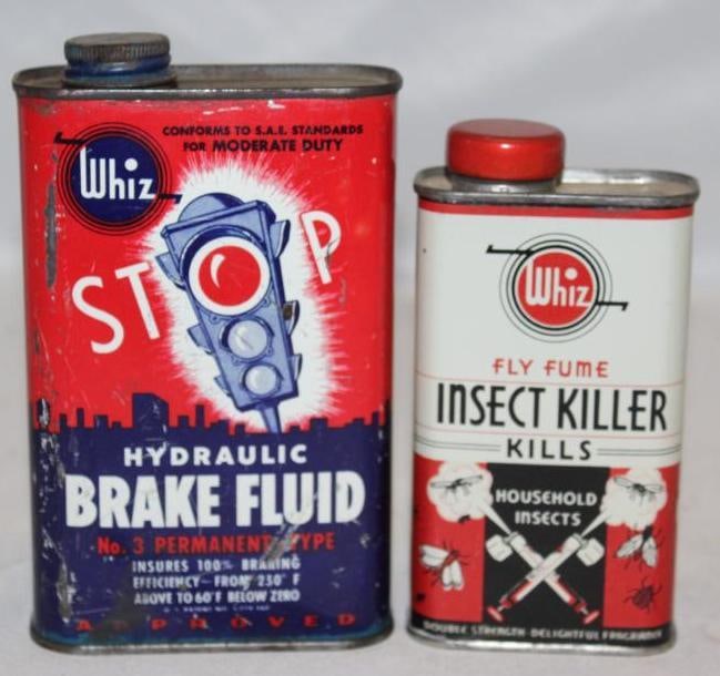 Whiz Brake Fluid and Insect Killer Cans (1 of 2)