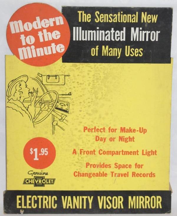 Genuine Chevrolet Vanity Illuminated Visor Mirror Cardboard Display Sign (1 of 4)