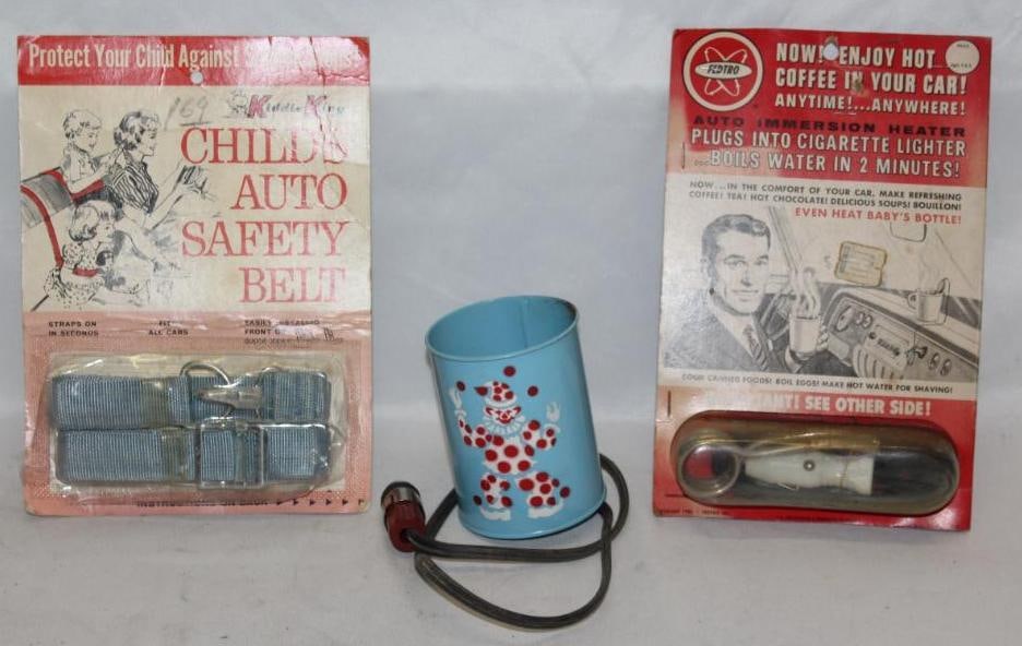 NOS Group of 3 Auto Products; Childs Safety Belt, Coffee Warmer, and Bottle Warmer (1 of 5)