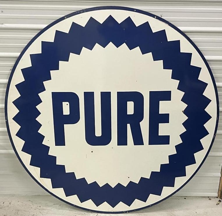 6' Pure Oil Co Porcelain Gas Station Identification Sign (1 of 9)