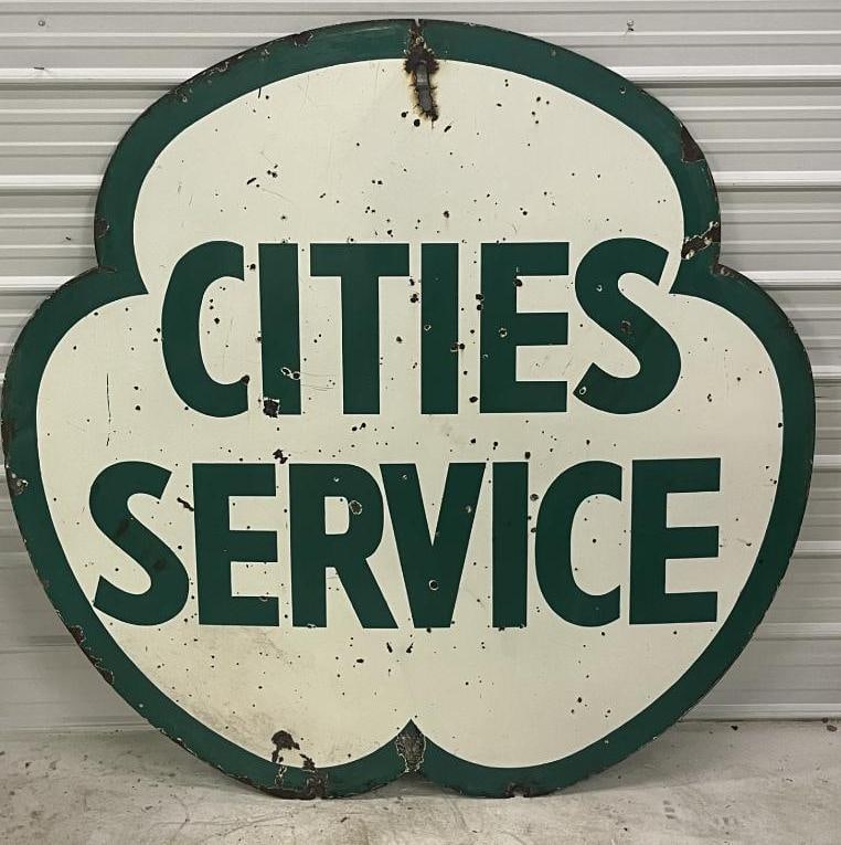 6' Cities Service Clover Porcelain Gas Station Identification Sign (1 of 10)