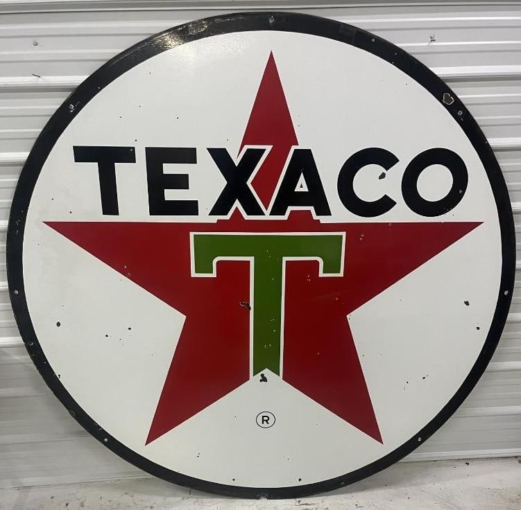 6' Texaco Oil Co Porcelain Gas Station Identification Sign (1 of 9)