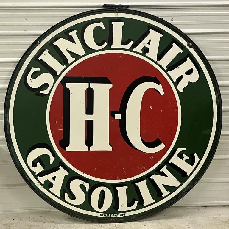 6' Sinclair H-C Porcelain Gas Station Identification Sign With Original Ring (1 of 8)