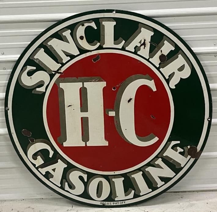 4' Sinclair H-C Porcelain Gas Station Identification Sign (1 of 8)
