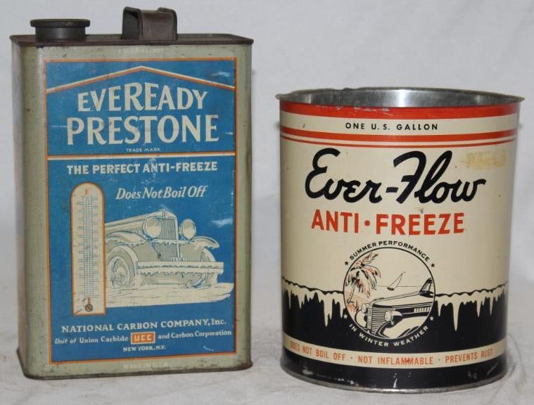 Group of 2 Eveready Prestone & Ever Flow Anti-Freeze One Gallon Cans (1 of 2)