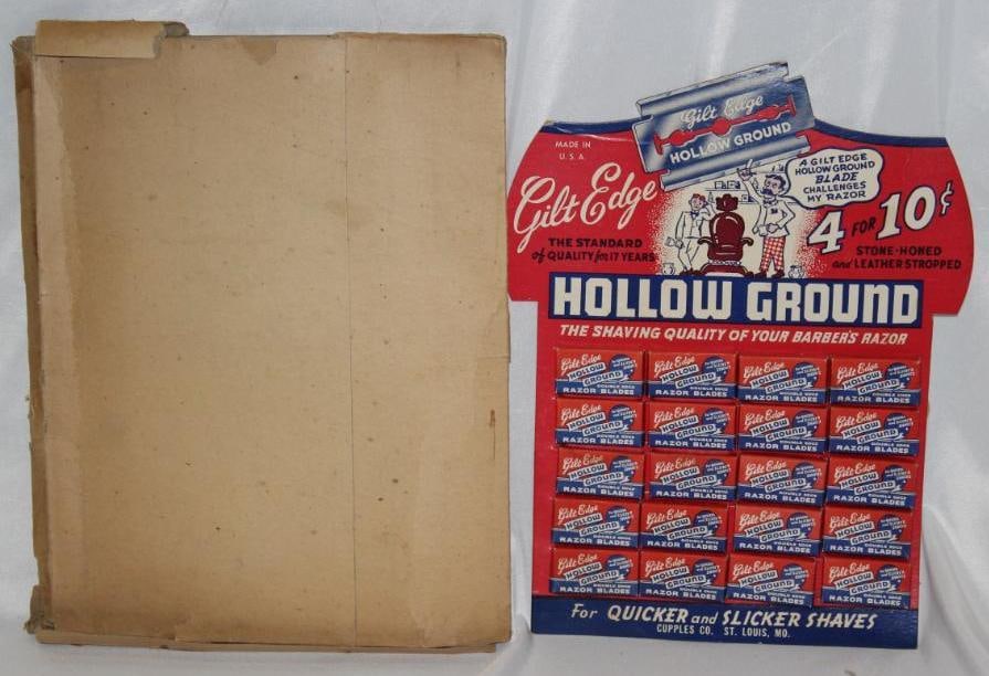 NOS Guilt Edge Hollow Ground Razor Blade Easel Back Advertising Counter Top Display (1 of 5)