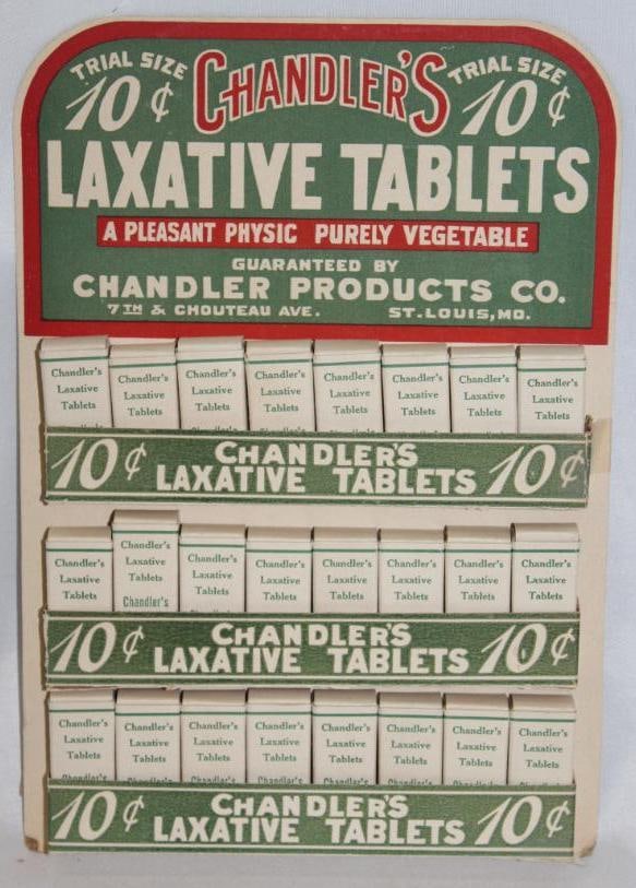 NOS Chandler's Laxative Tablets Easel Back Advertising Counter Top Display (1 of 4)