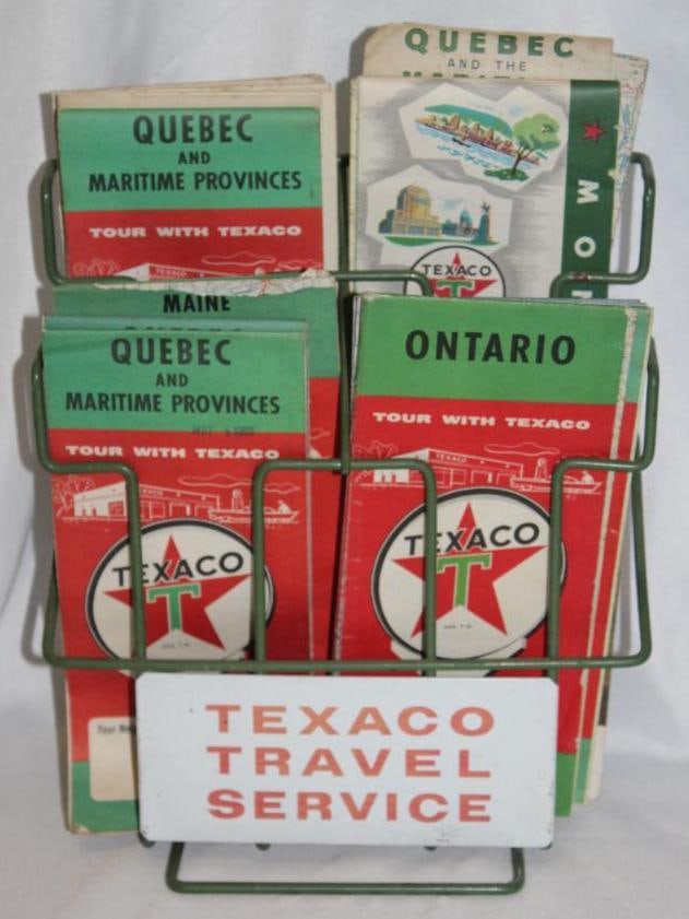 Texaco Travel Service Advertising Map Rack with 15 Maps (1 of 4)
