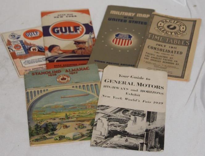 Group of 6 Early Gulf, Red Crown, GM, Union Pacific, Pacific Electric Service Station and Railroad (1 of 3)