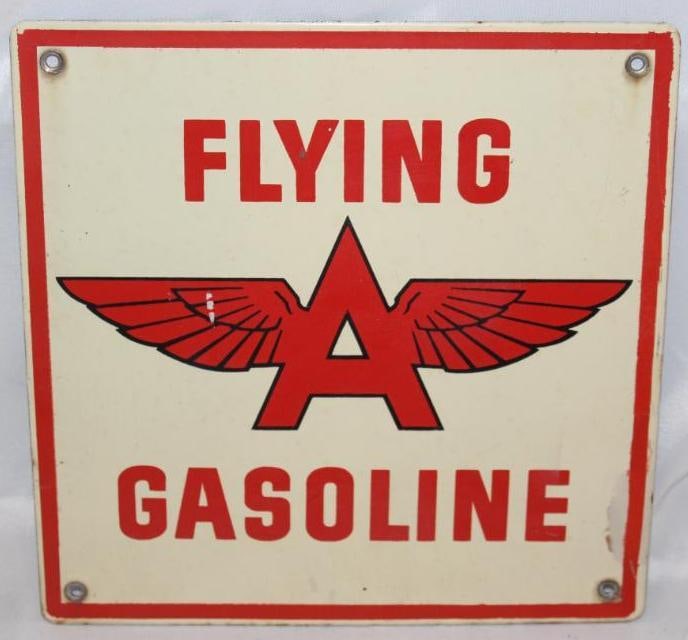 Associated Flying A Porcelain Gas Pump Plate (1 of 2)