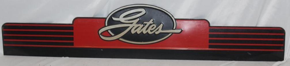 Gates Belts Advertising Display Rack Advertising Sign: It is embossed tin. It is in nice condition with only some minor wear. 36" x 7"