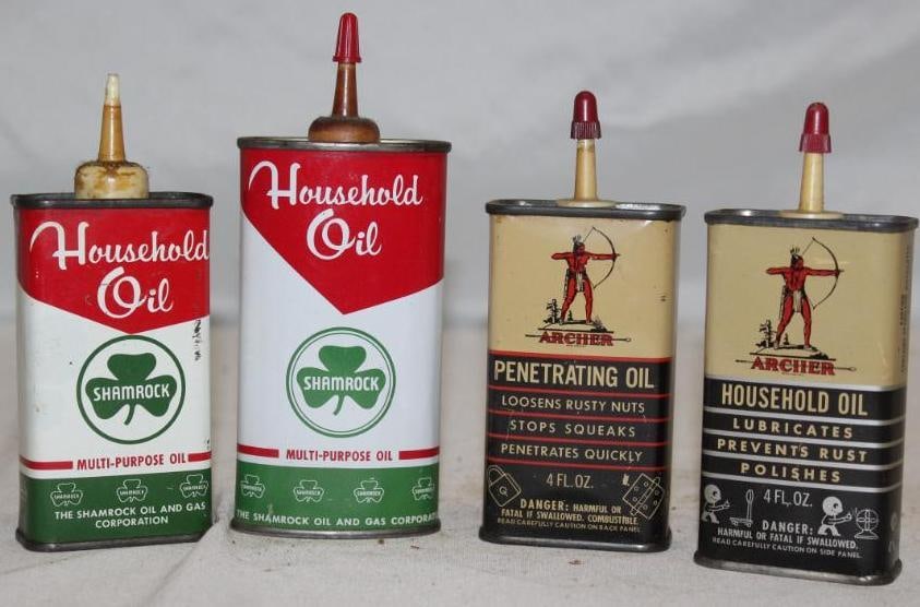 Group of 4 Household Oiler Cans Shamrock, Archer (1 of 2)