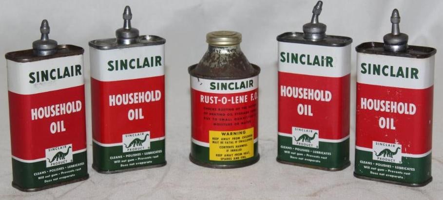 Group of 5 Sinclair Household Oiler Cans and Rust Preventative (1 of 2)